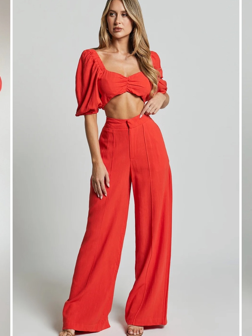 Showpo Vibrant Red High-Waist Wide-Leg Pants